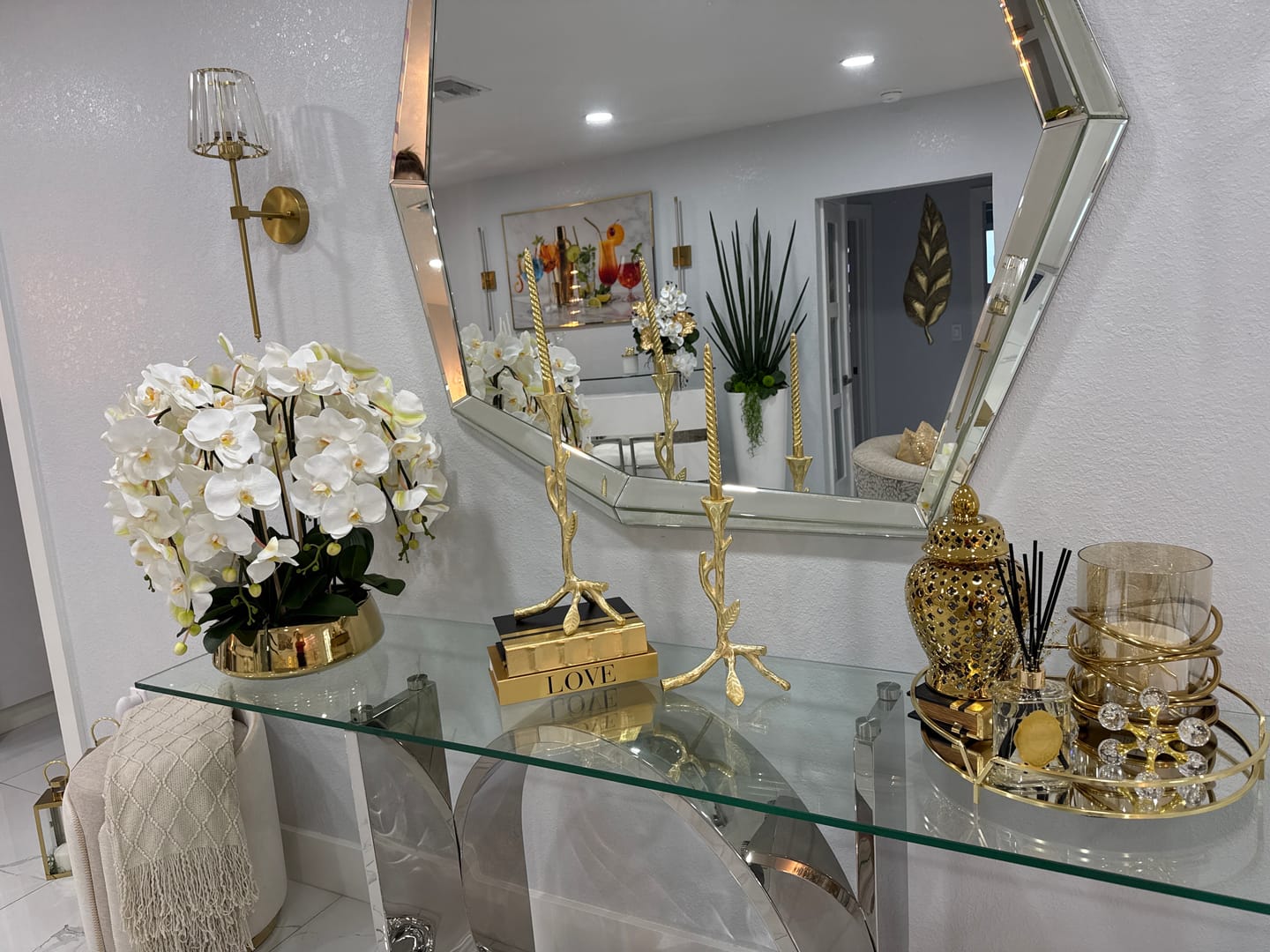 Customer photo review of Set of two Candlesticks with Gold Leaf Design.