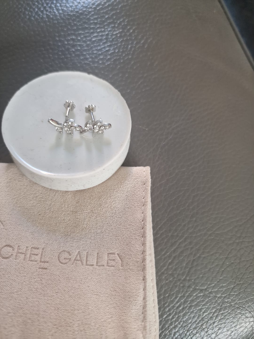 Customer photo review of Versa Lab Grown Diamond Leaf Sleep Stud Earrings