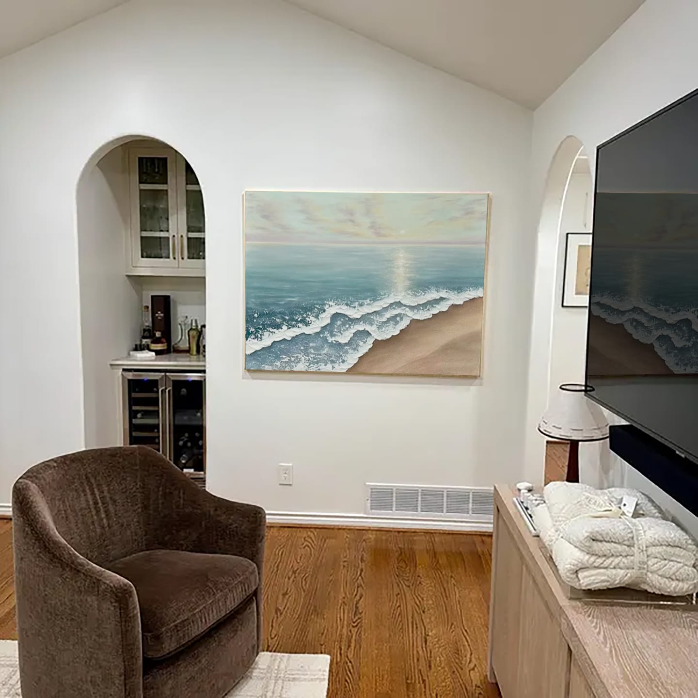 Customer photo review of Colorful Ocean And Sky Textured Painting Canvas #OS007