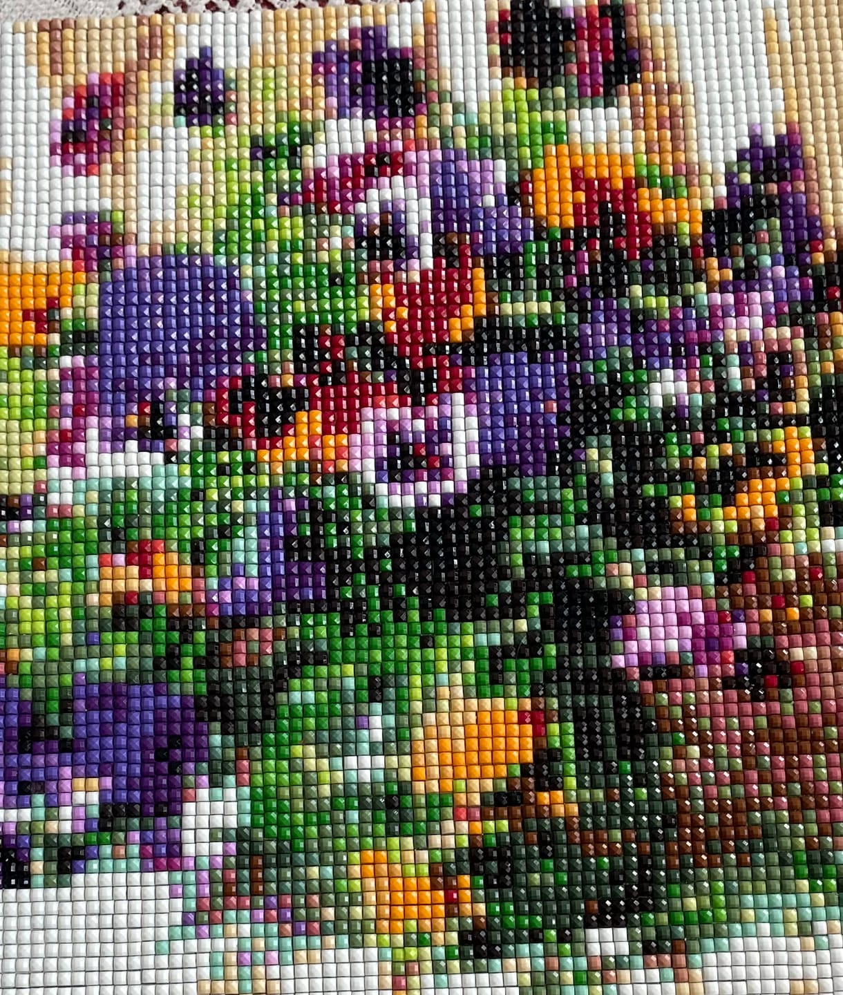 Customer photo review of Purple Flowers - Premium Diamond Painting Kit