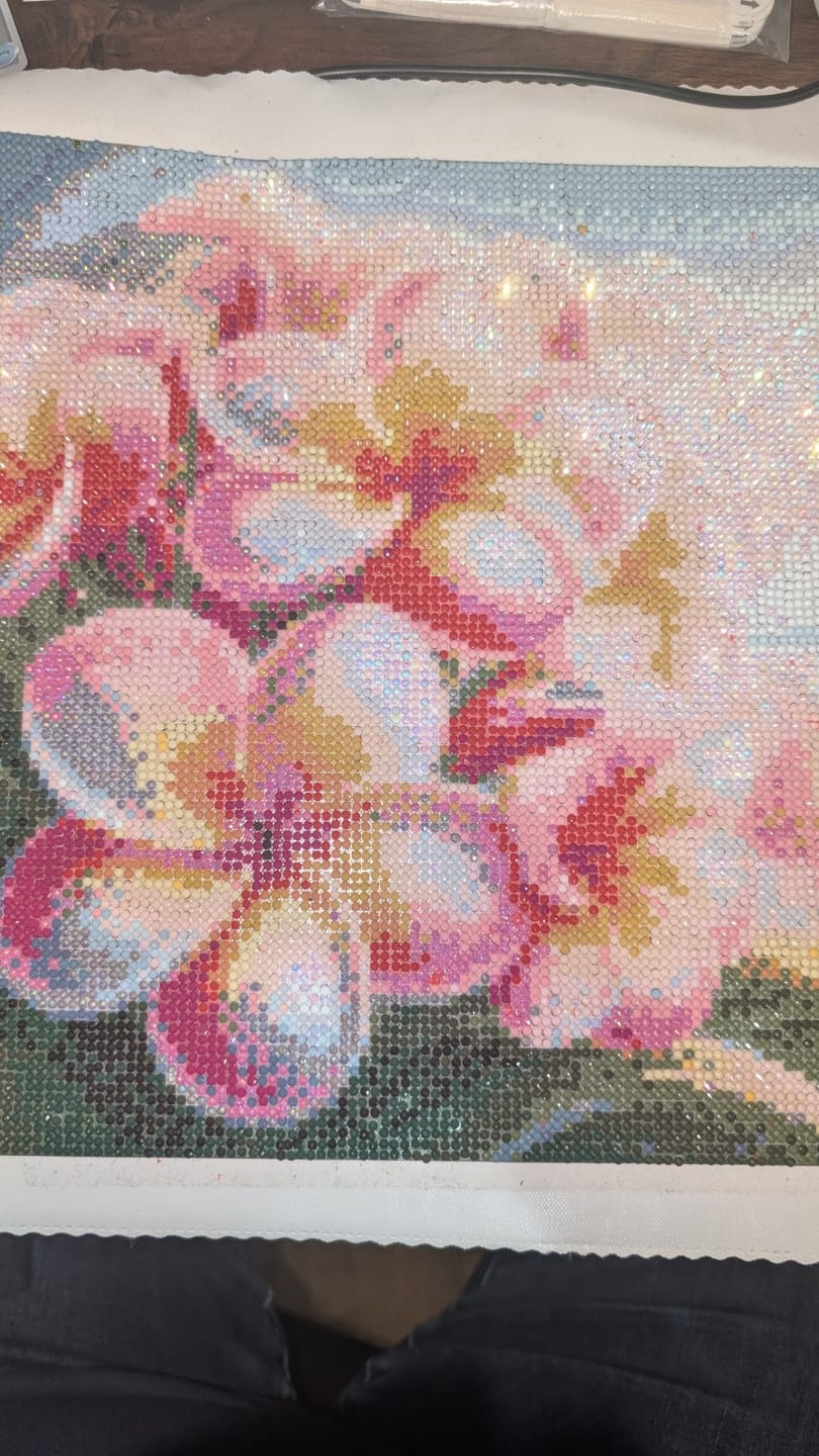Customer photo review of AB- Drills Plumeria Bliss Diamond Painting Kit