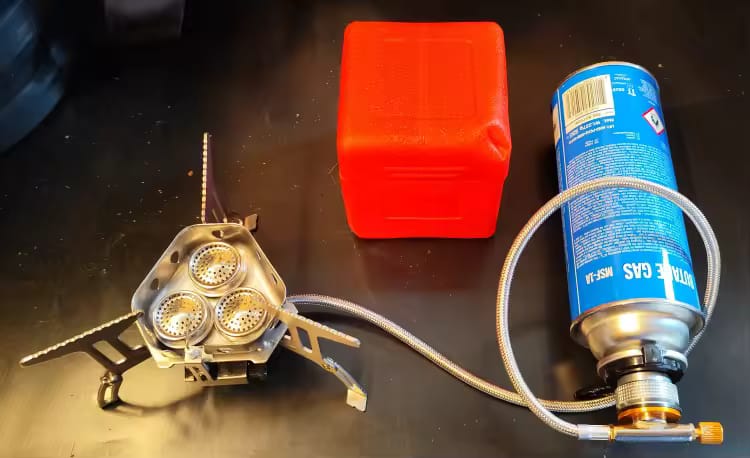 Customer photo review of 3-Head 5800W Folding Gas Camping Stove – Portable Backpacking Burner