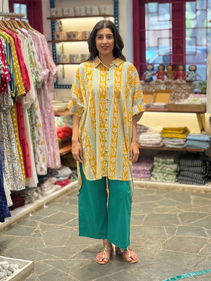 Customer photo review of Sunehri Asymmetrical Shirt