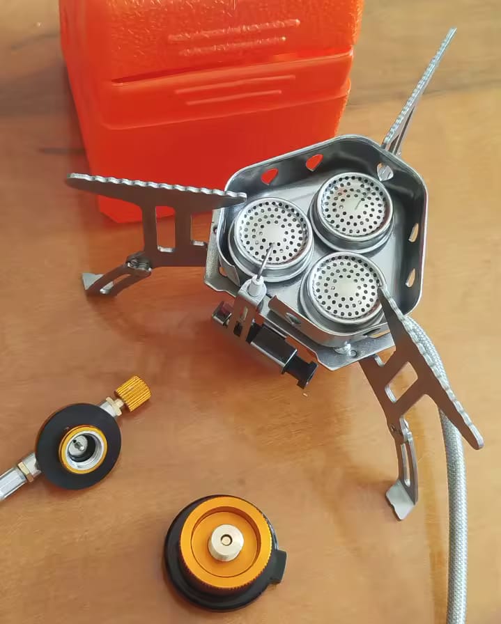 Customer photo review of 3-Head 5800W Folding Gas Camping Stove – Portable Backpacking Burner