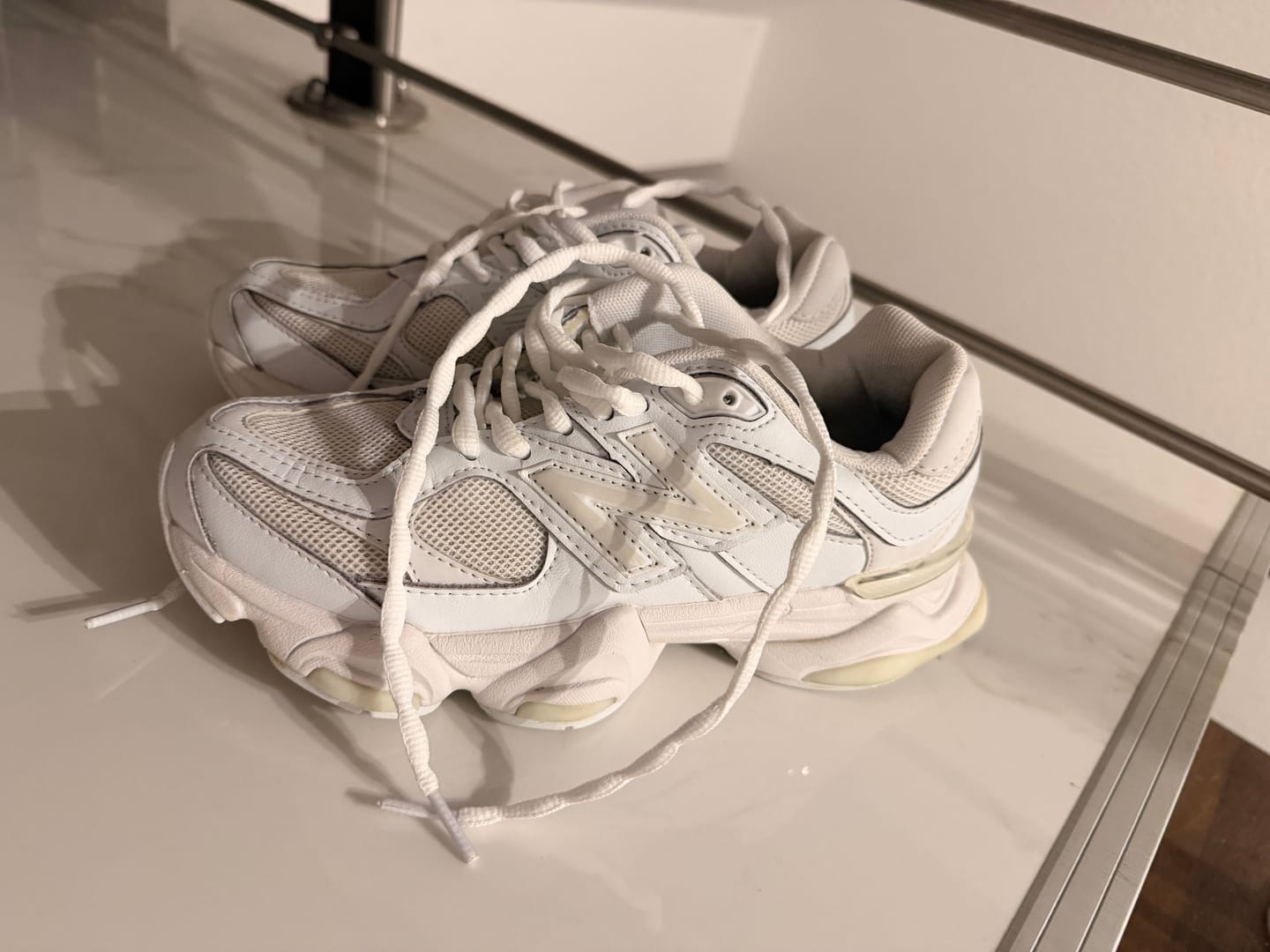 Customer photo review of New Balance 9060 'Triple White'