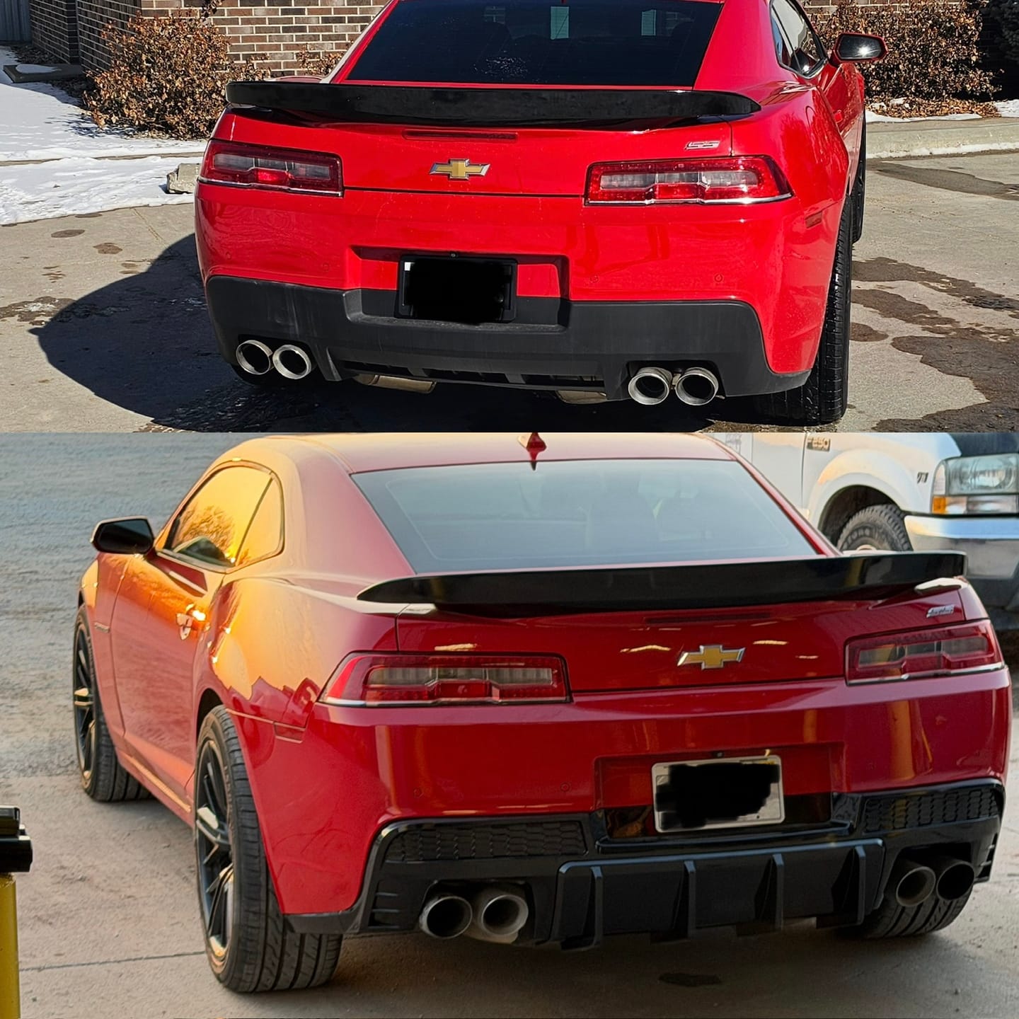 Customer photo review of 2014-2015 Chevy Camaro Evo Style Shark Fins Rear Diffuser Quad/Single Tips