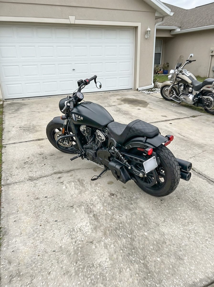 Customer photo review of 2L - Bullet Indian Scout Leather Motorcycle Swingarm Bag (Left Only)