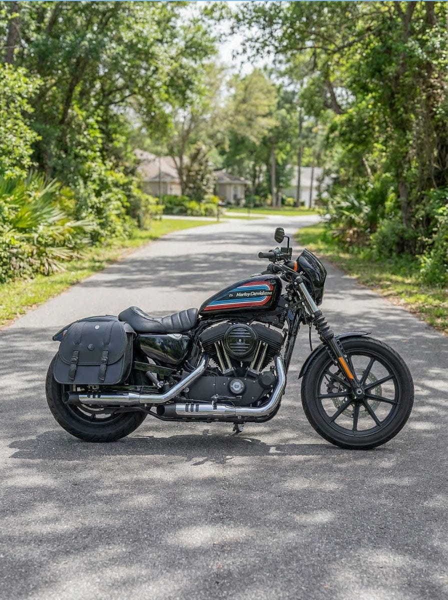 Customer photo review of 30L - Ghost Large Shock Cutout Motorcycle Saddlebags For Harley Sportster 1200 Iron XL1200NS