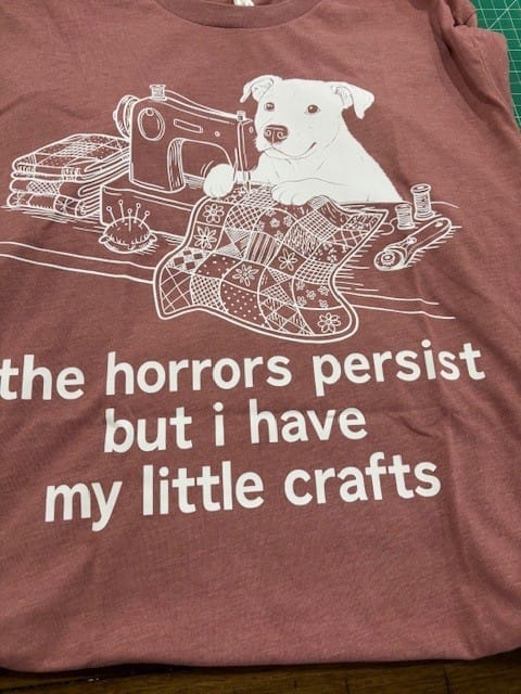 Customer photo review of Little Crafts vs. The World T-shirt