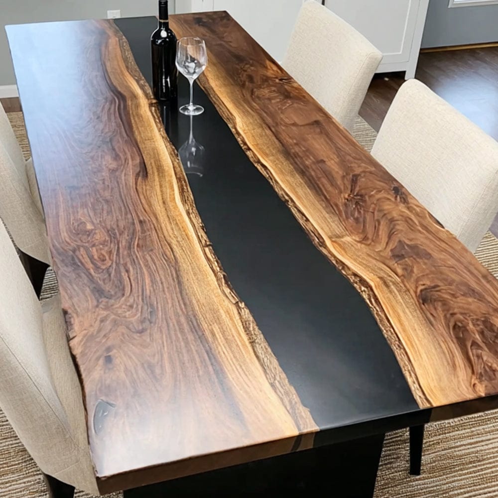 Customer photo review of Artisan Black Walnut Live Edge Epoxy Resin Conference & Dining Table - P32