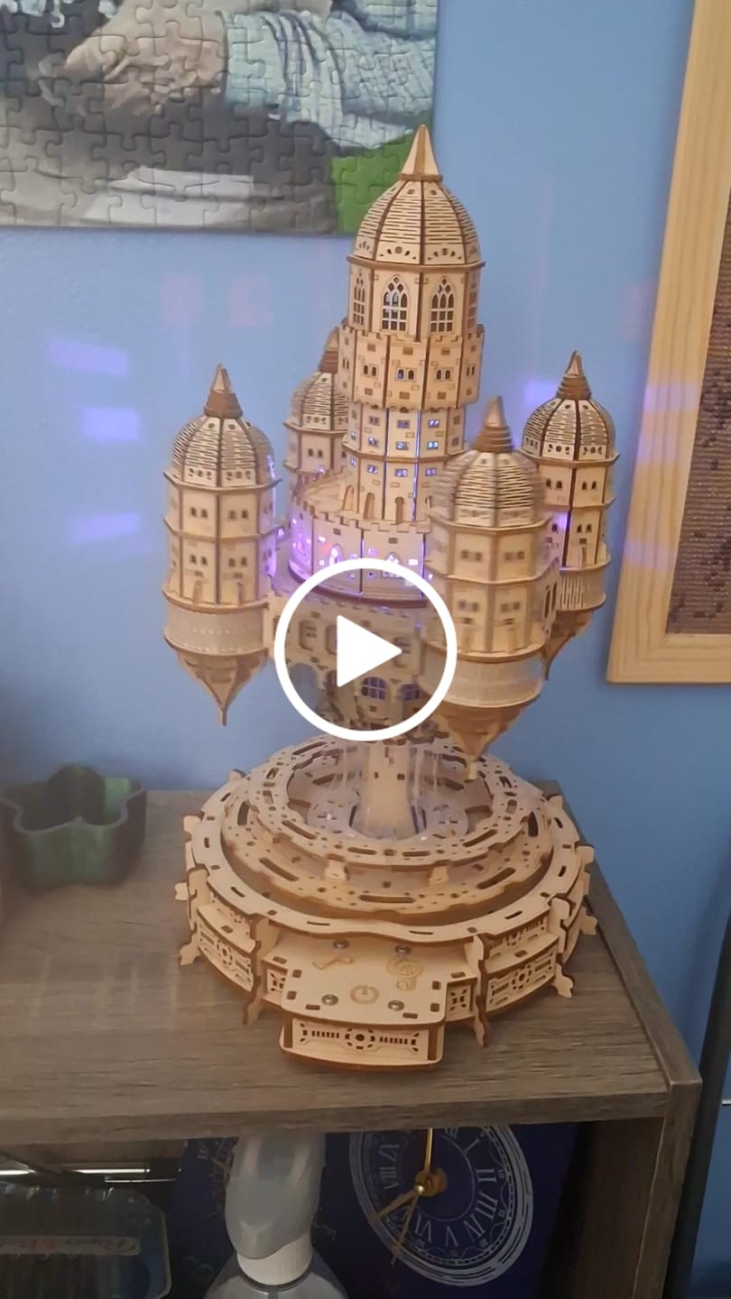 Customer video review of rokrgeek Celestia Castle Music box 3d wooden puzzle