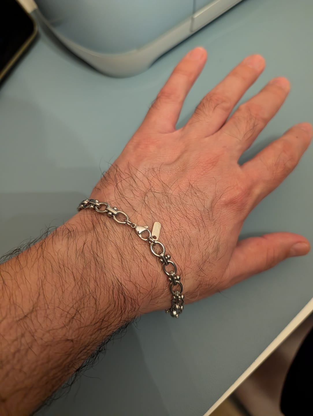 Customer photo review of Raven Bar Link Chain Bracelet