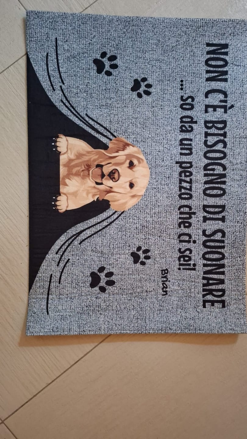 Customer photo review of Non c'è bisogno di suonare - Zerbino personalizzato