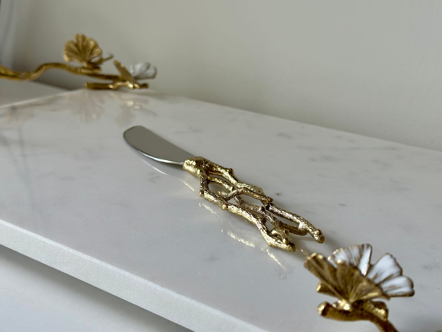 Customer photo review of Butterfly Ginkgo Gold Cheeseboard with Spreader