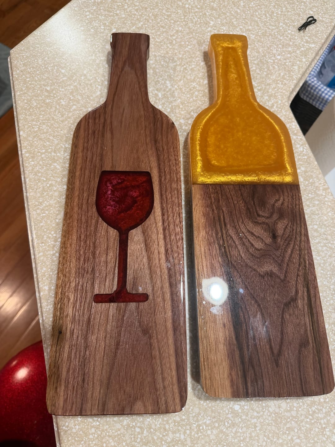 Customer photo review of 18x5" Wine Bottle Serving Board Acrylic Router Template