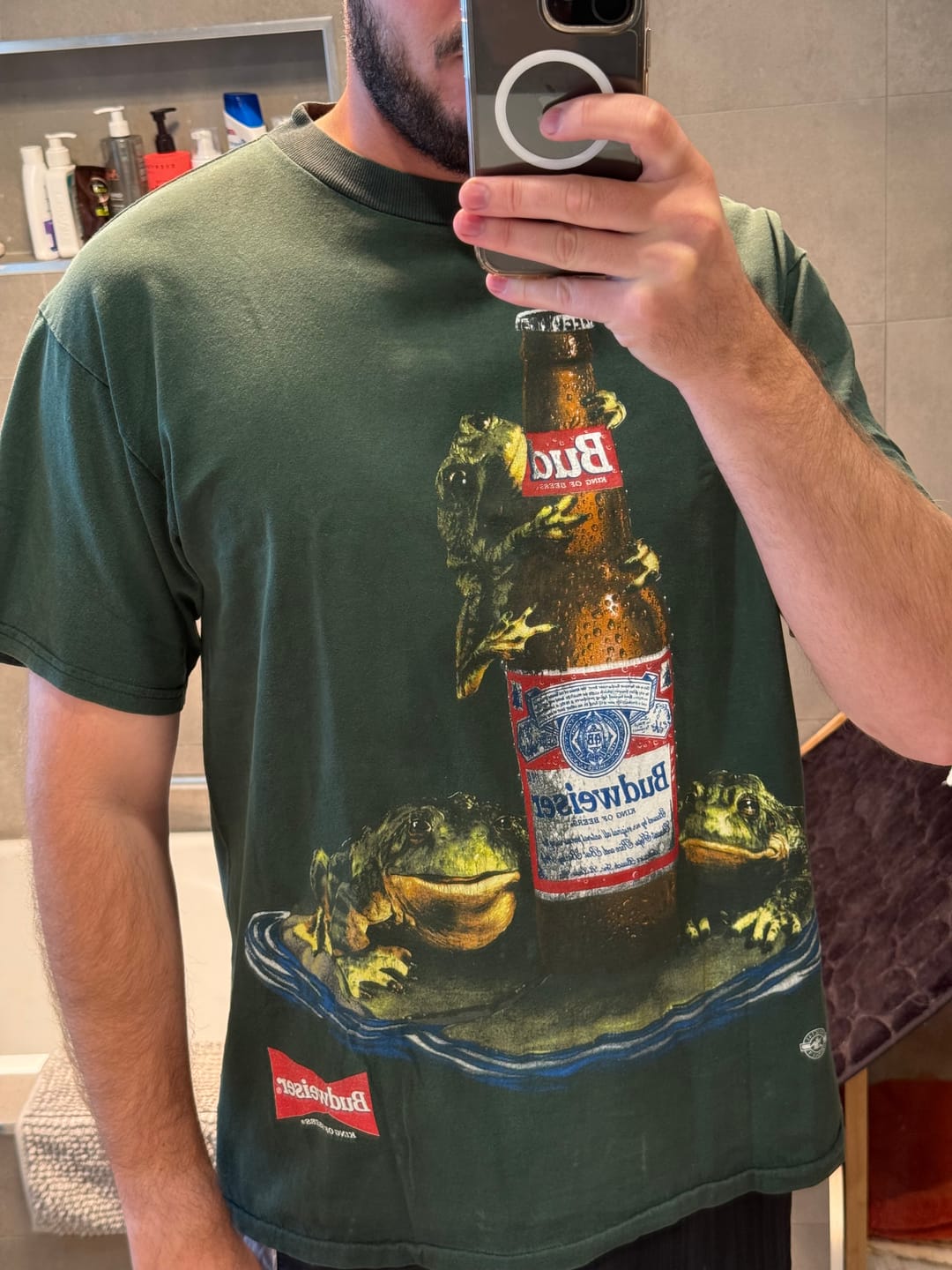Customer photo review of Vintage 1996 Budweiser Frogs Tee - L