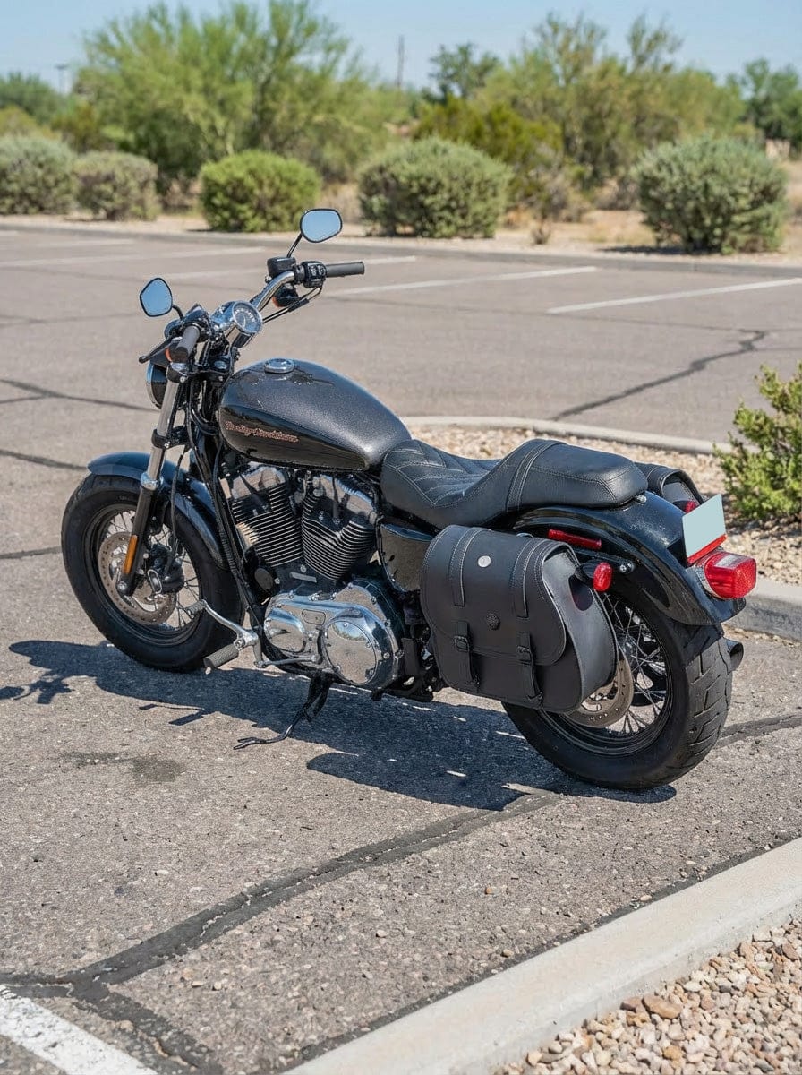 Customer photo review of 30L - Ghost Large Shock Cutout Motorcycle Saddlebags For Harley Sportster 1200 Custom XL1200C