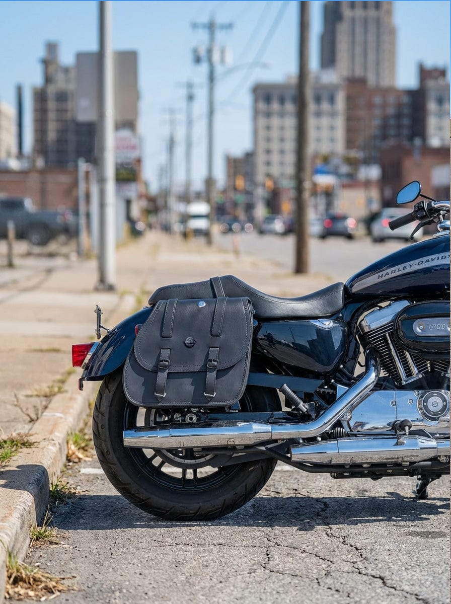 Customer photo review of 30L - Ghost Large Shock Cutout Motorcycle Saddlebags For Harley Sportster 1200 Custom XL1200C