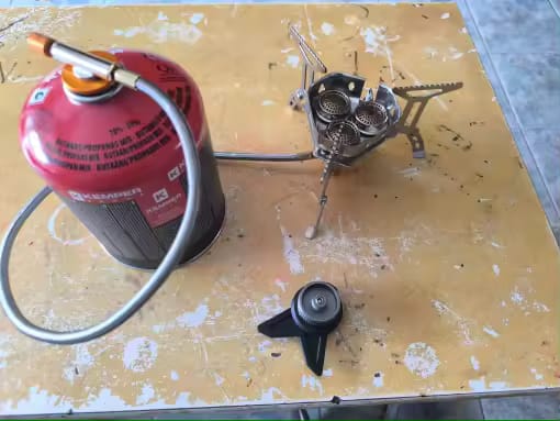 Customer photo review of 3-Head 5800W Folding Gas Camping Stove – Portable Backpacking Burner