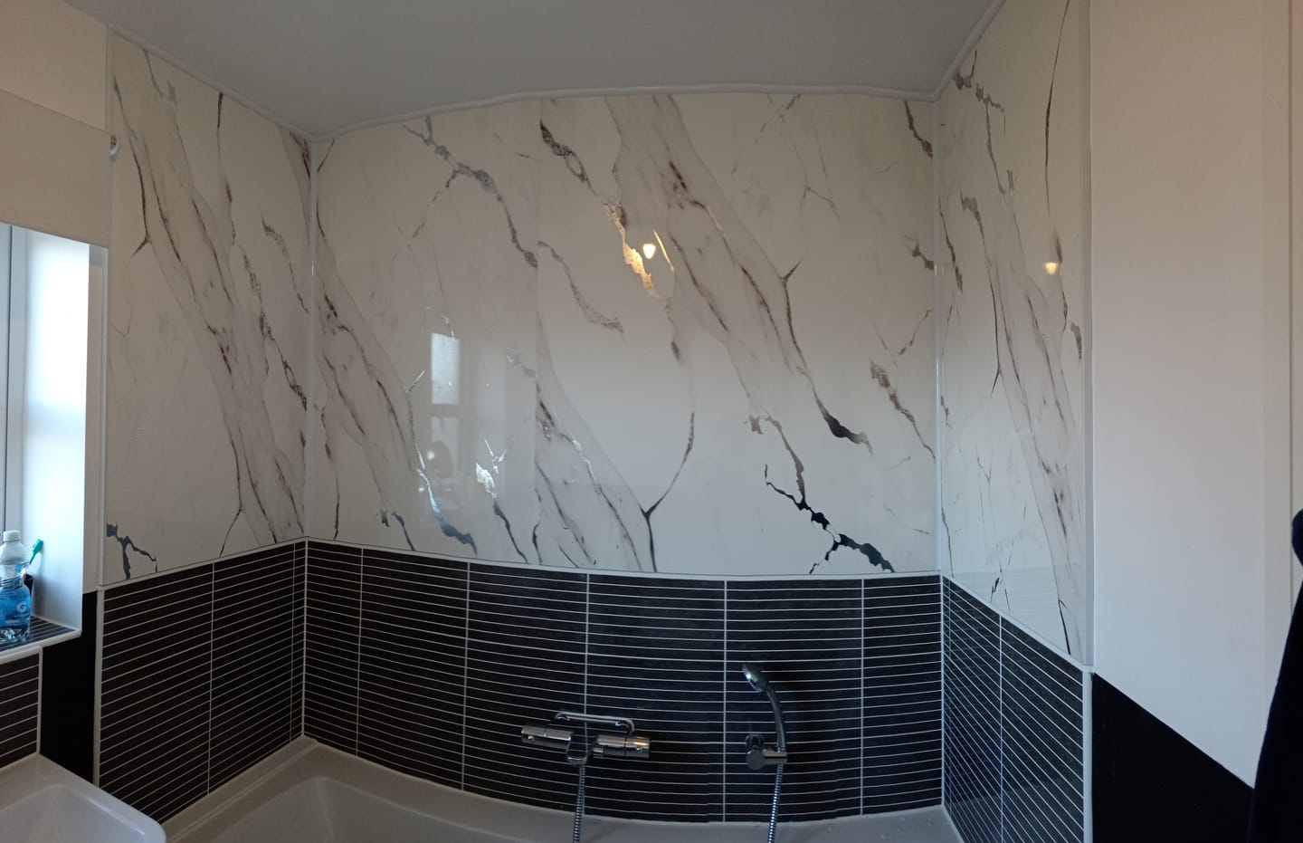 Customer photo review of 10mm Silvara Marble Gloss Shower Panel 1M x 2.4M
