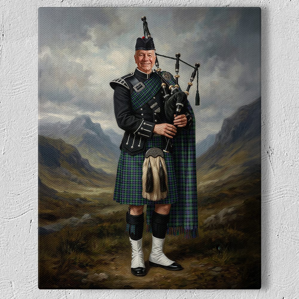 Customer photo review of Scottish Highland Bagpiper Heritage Custom Portrait Canvas