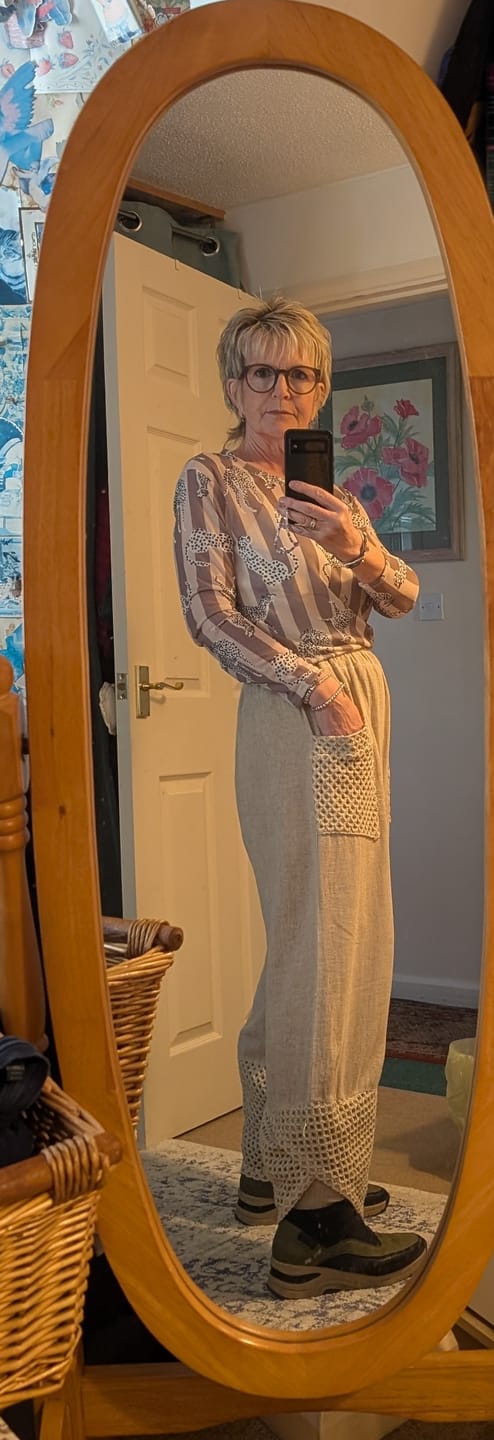 Customer photo review of Leona Layering Mesh Top