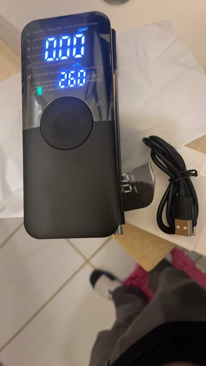 Customer photo review of Cordless Tire Inflator – Portable Digital Air Pump & Power Bank