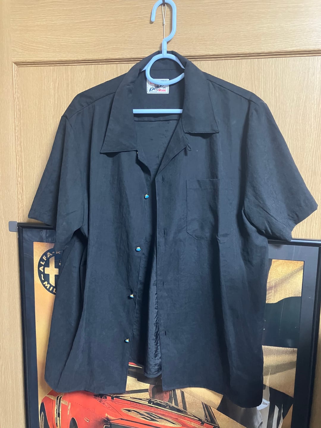 Customer photo review of ターコイズ風ボタン付き ピーチスキンシャツ　新色追加！