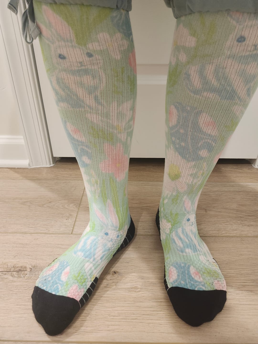 Customer photo review of Pastel Plaid Compression Socks