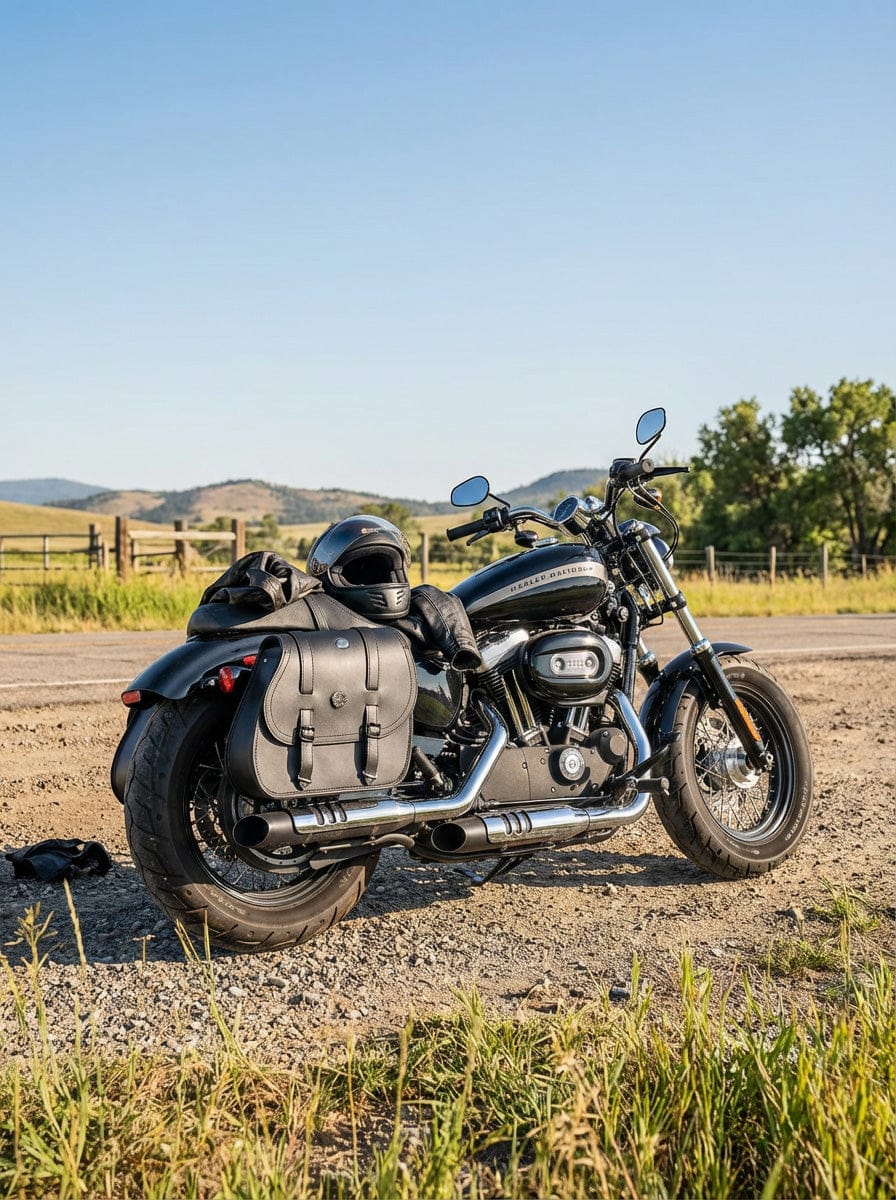 Customer photo review of 30L - Ghost Large Shock Cutout Motorcycle Saddlebags For Harley Sportster 1200 Custom XL1200C