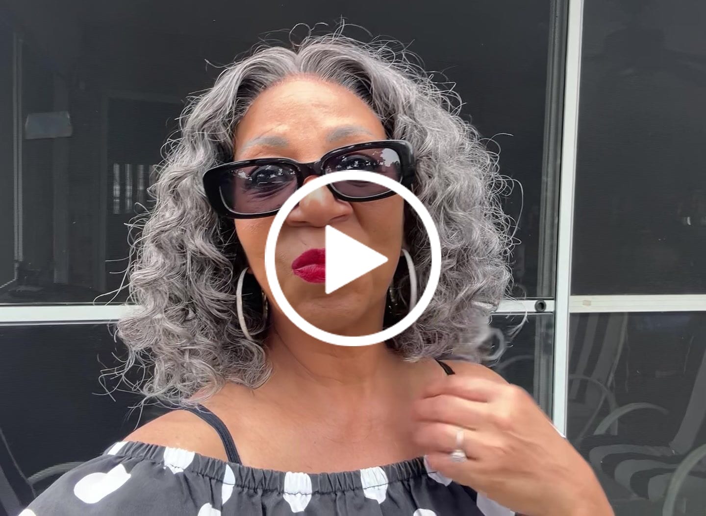 Customer video review of Luvwin 5x5 Lace Salt and Pepper Loose Water Wave Human Hair Gray Wig For Seniors