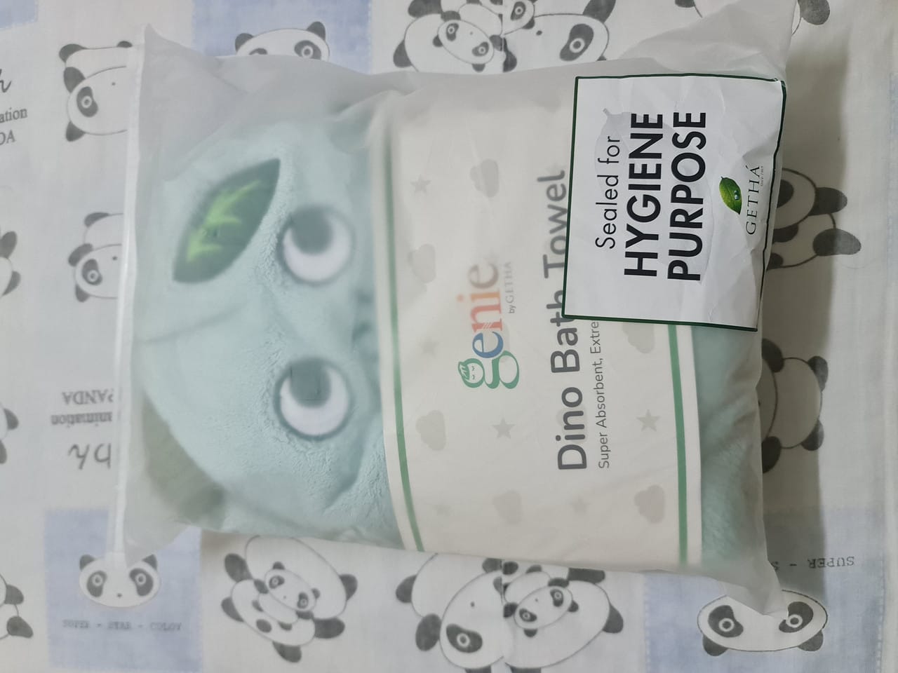 Customer photo review of Genie Dino Bath Towel