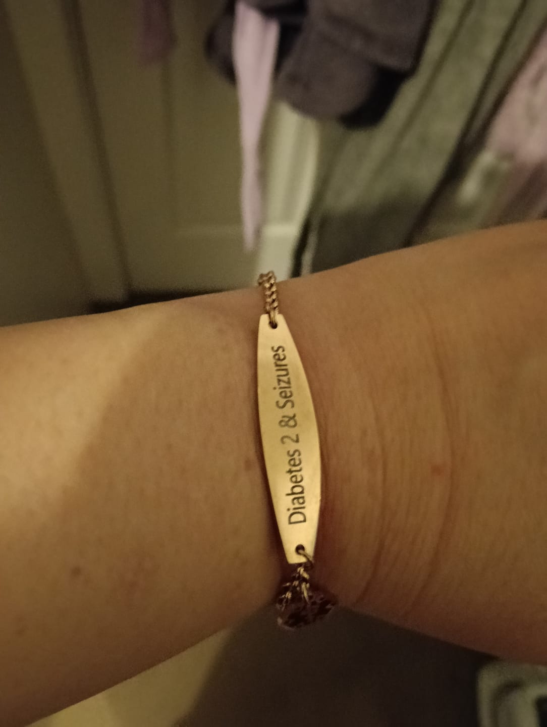 Customer photo review of Rose Gold Colour Medical Alert Bracelet with Medical Charm