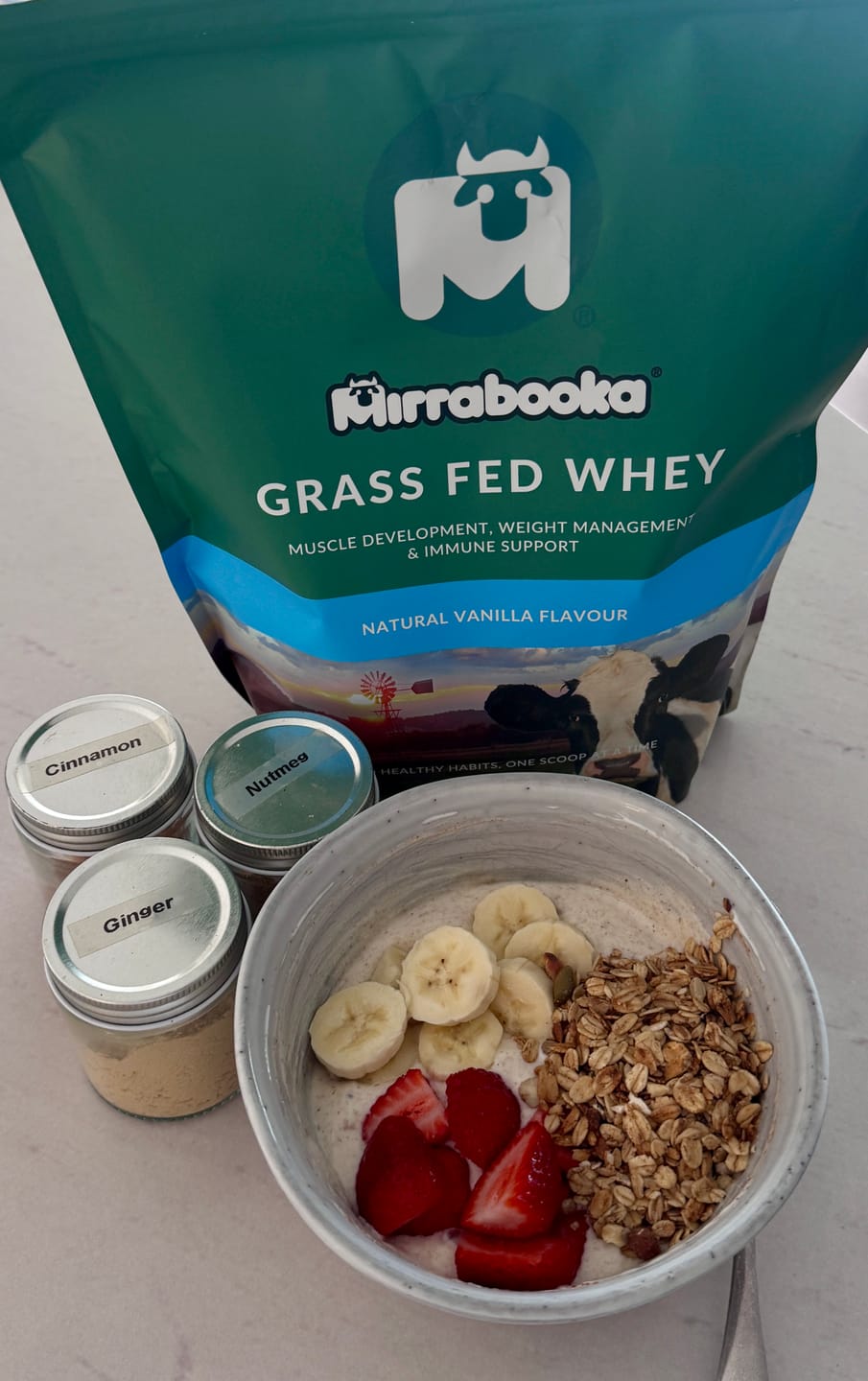 Customer photo review of Grass Fed Whey Protein Vanilla 1kg (33 servings)
