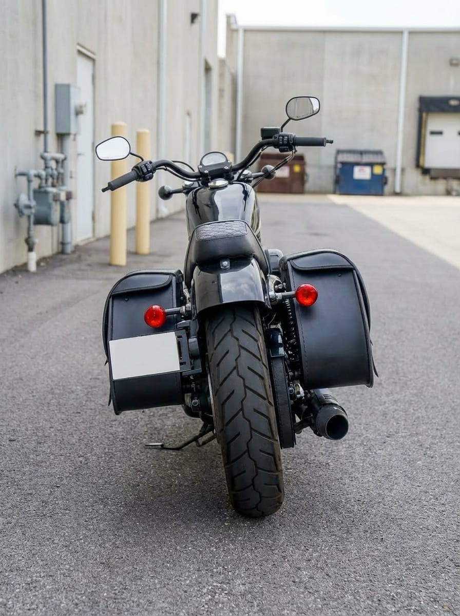 Customer photo review of 30L - Ghost Large Shock Cutout Motorcycle Saddlebags For Harley Sportster 1200 Custom XL1200C