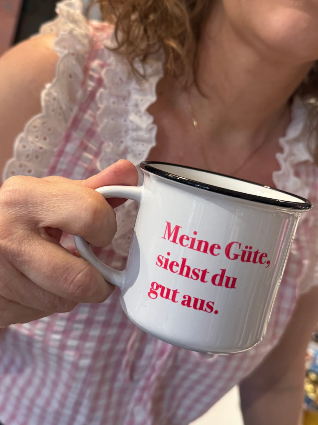Customer photo review of Keramiktasse Emaille-Look, personalisiert