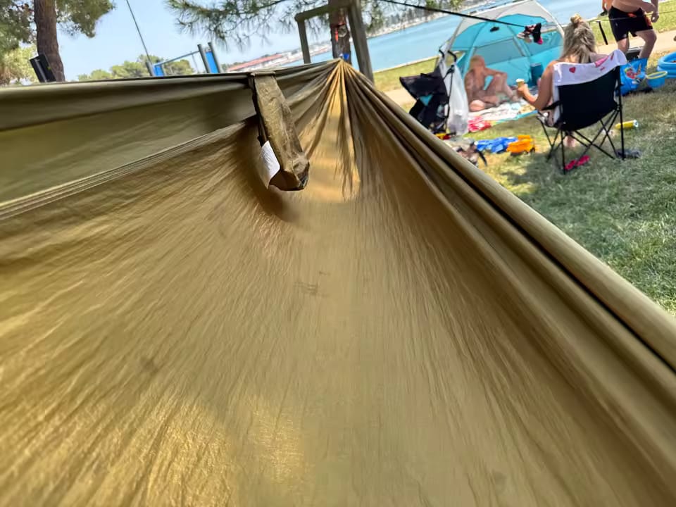 Customer photo review of Camping Hammock with Mosquito Net, Rain Fly Tarp & Carry Bag
