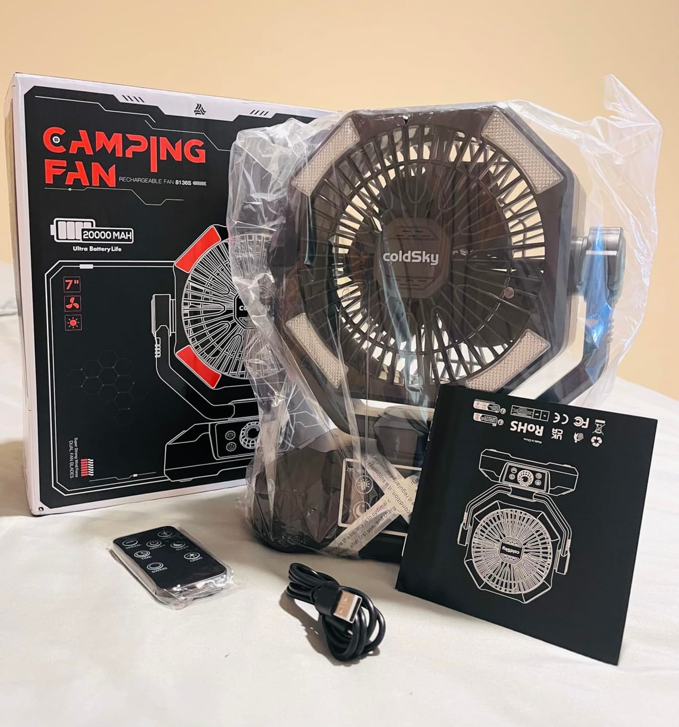 Customer photo review of 20000mAh Campingventilator mit LED-Laterne – 8-Stufen Akku-Ventilator