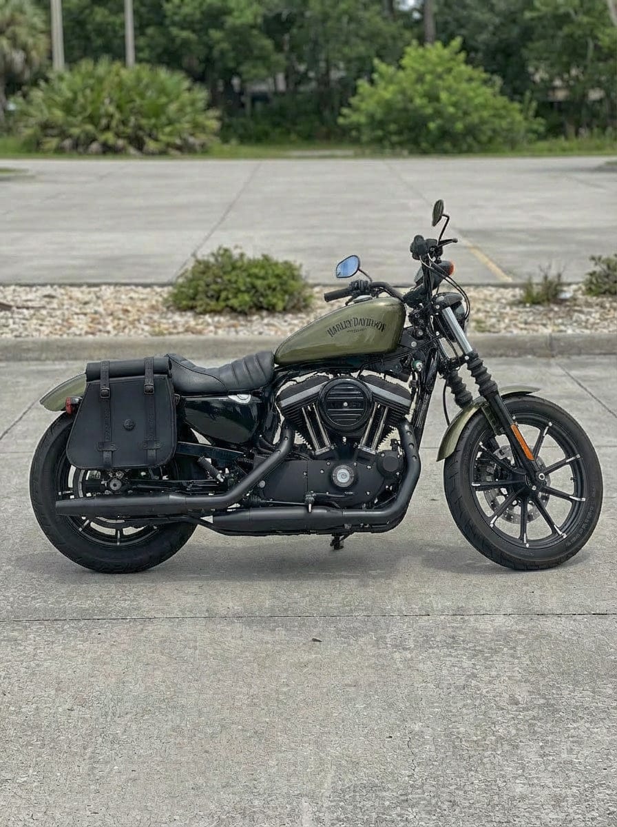 Customer photo review of 35L - Ghost Large Roll-Top Shock Cutout Saddlebags For Harley Sportster 883 Iron XL883N