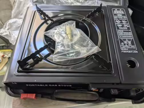 Customer photo review of Portable Gas Camping Stove 2500W with Spill Tray & Pot Stand