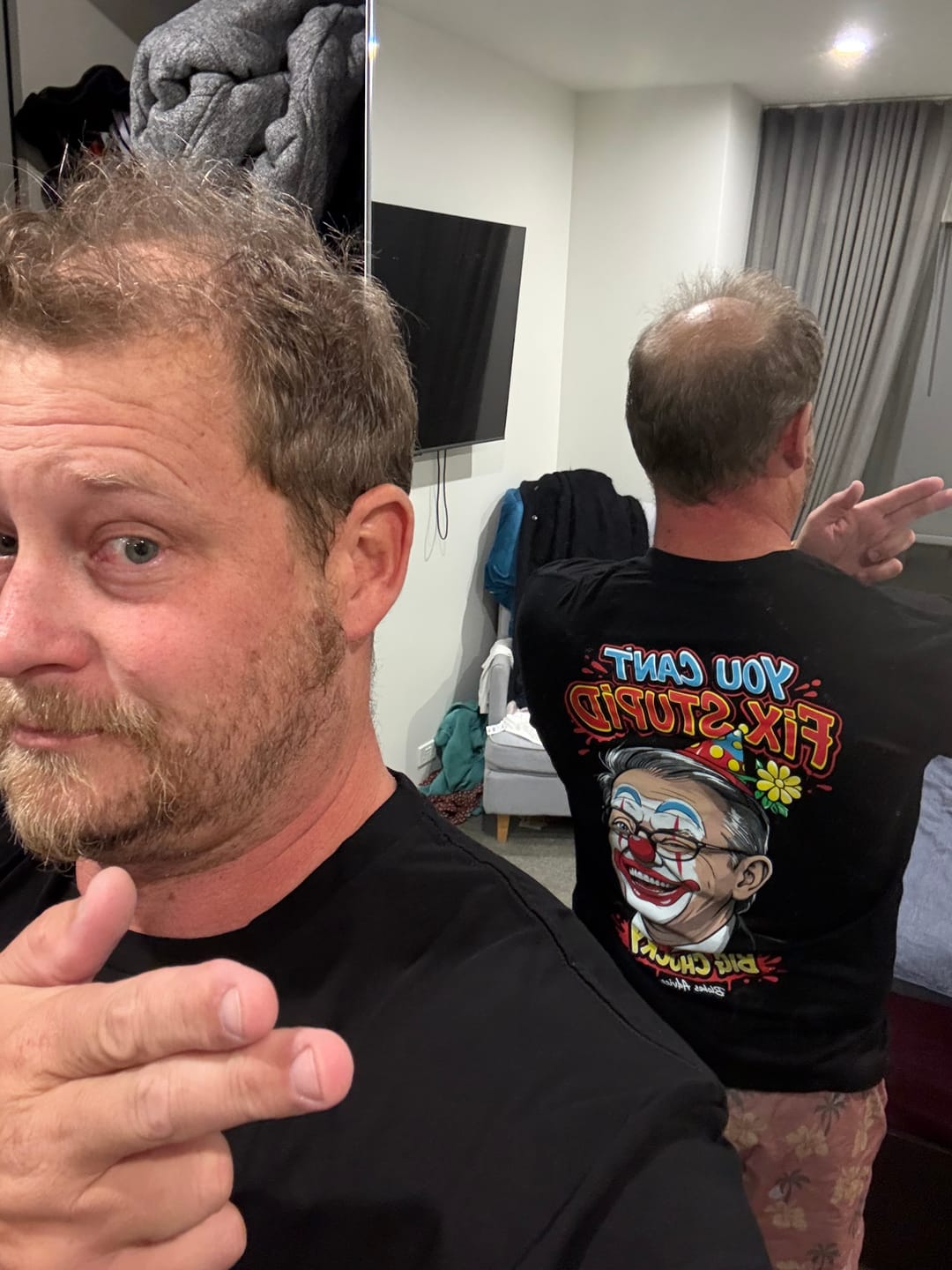 Customer photo review of Big Chocky: Clown Show Tee