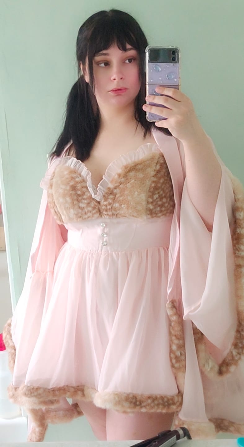 Customer photo review of Bambi Princess Fur Chiffon Dress (Pink)