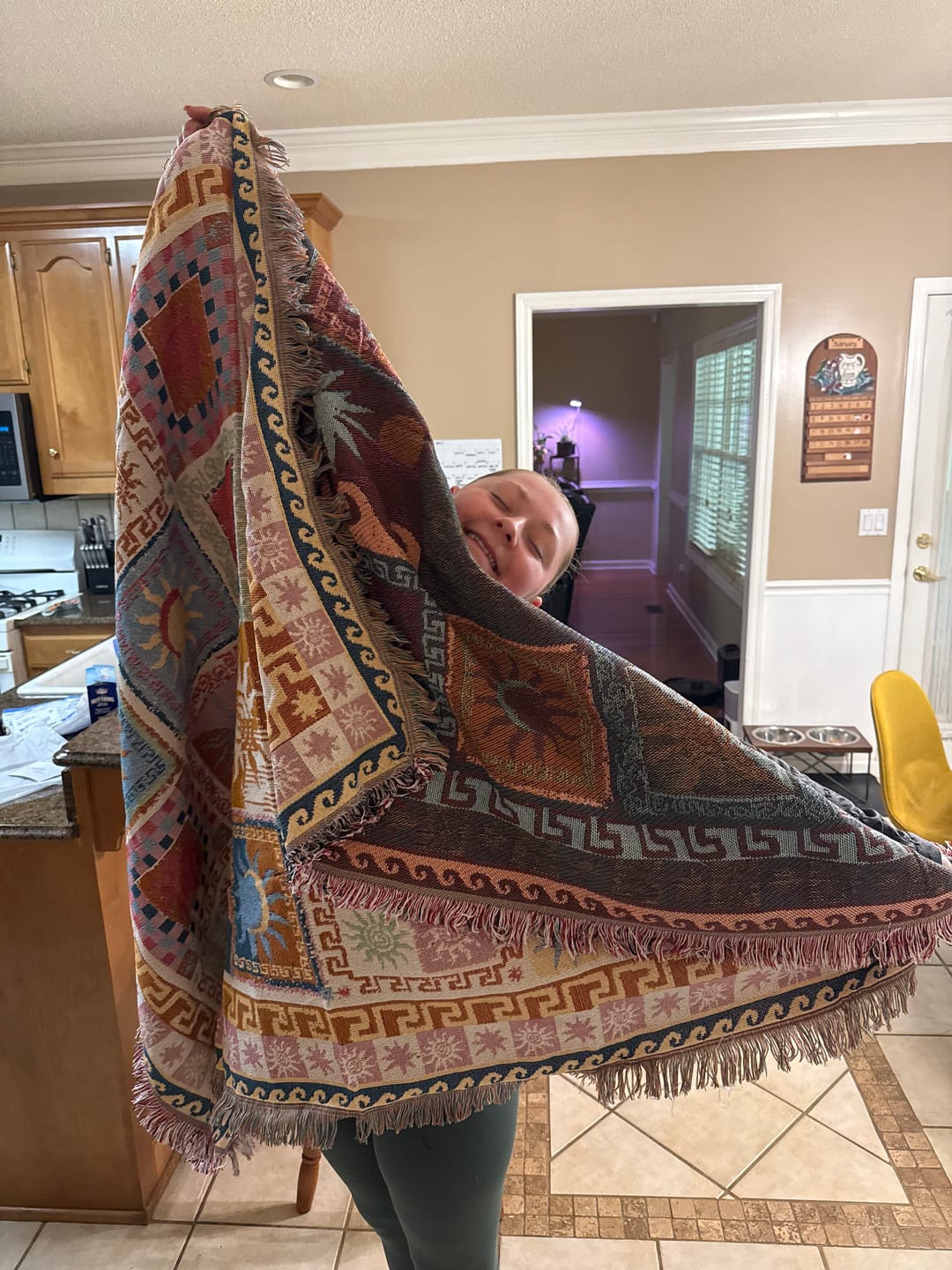 Customer photo review of Boho Tapestry Throw Blanket