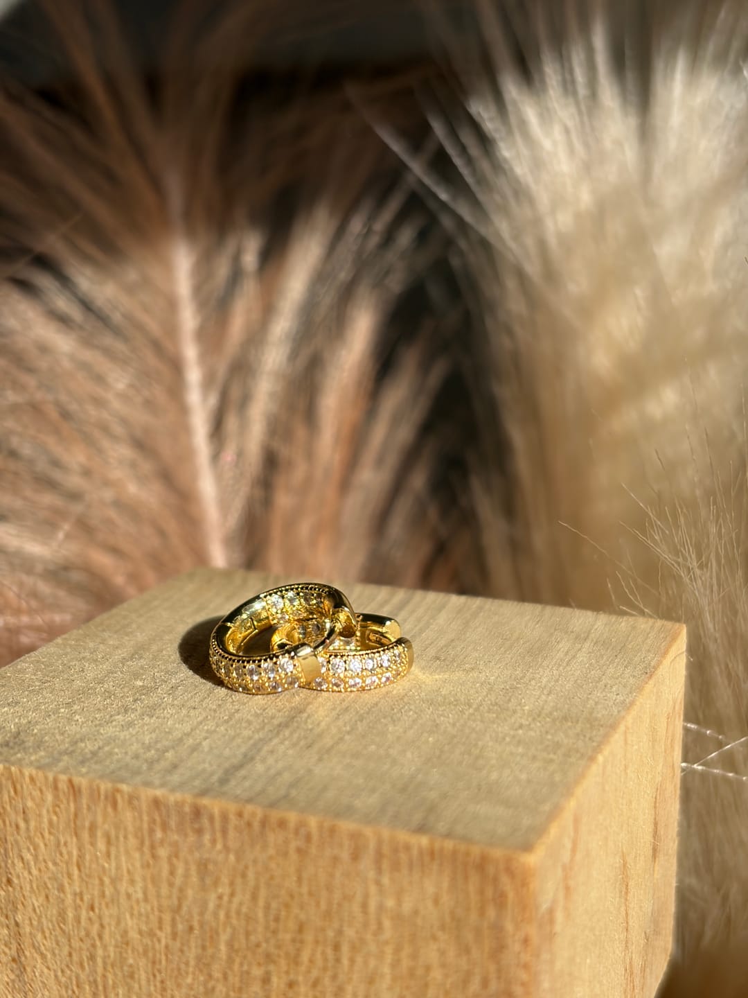 Customer photo review of Halo Pavé Gold Plated Hoops