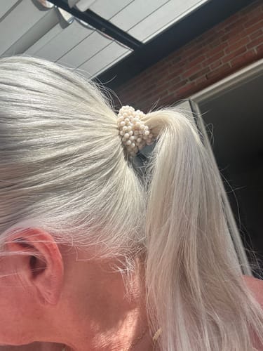 Customer photo review of Bundel Black, Pinkie Gold, Café Doré – Stiekie Kralen Haarelastiek Set