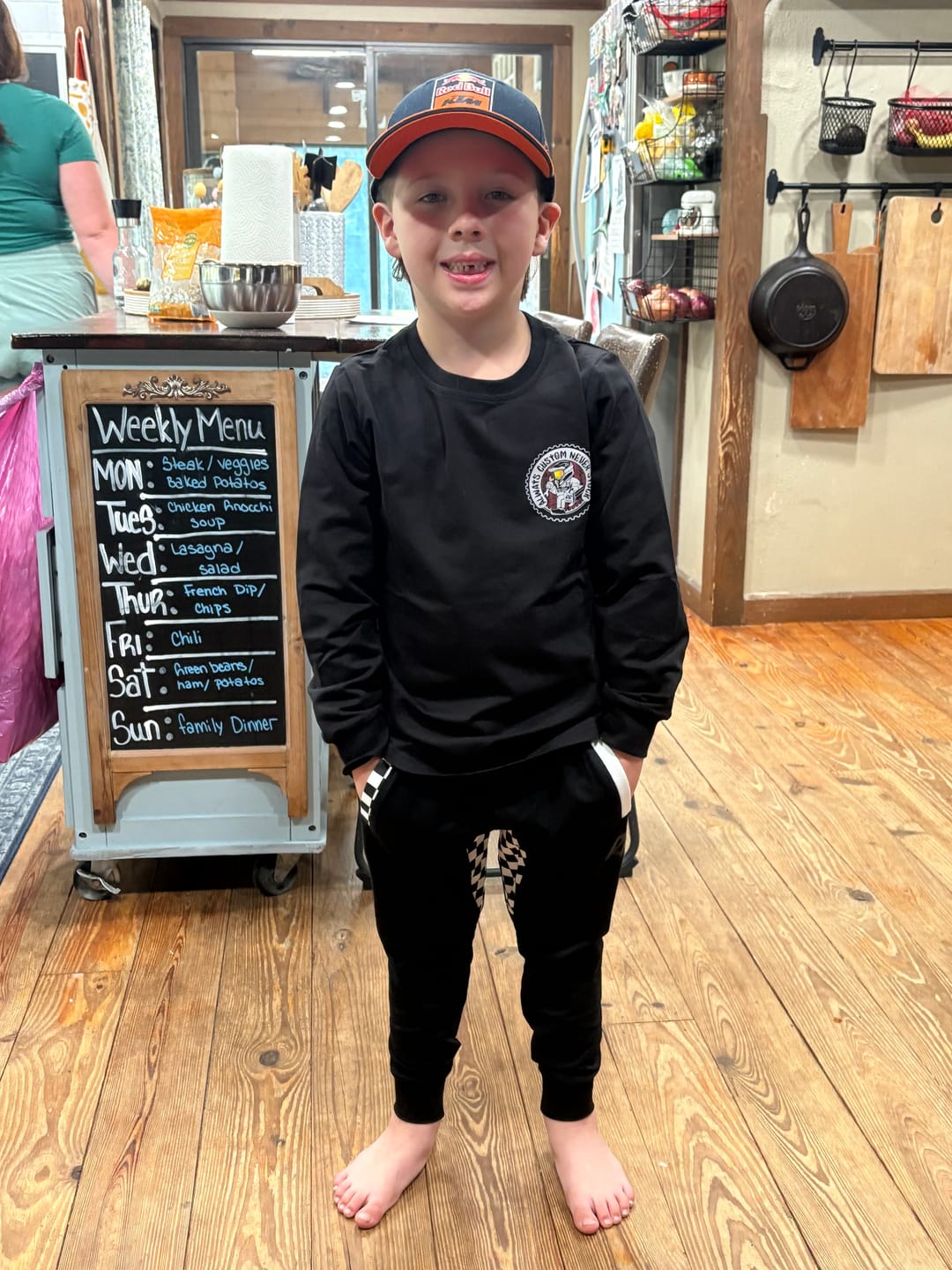 Customer photo review of Jersey Jogger - White Checkered