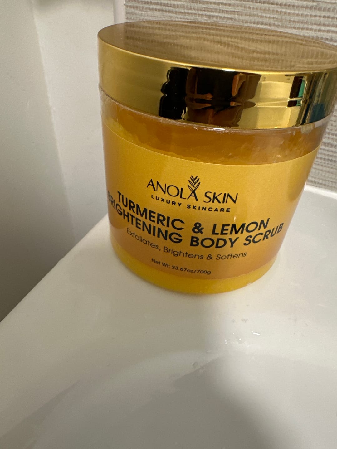 Customer photo review of Turmeric & Lemon Brightening Body Srub
