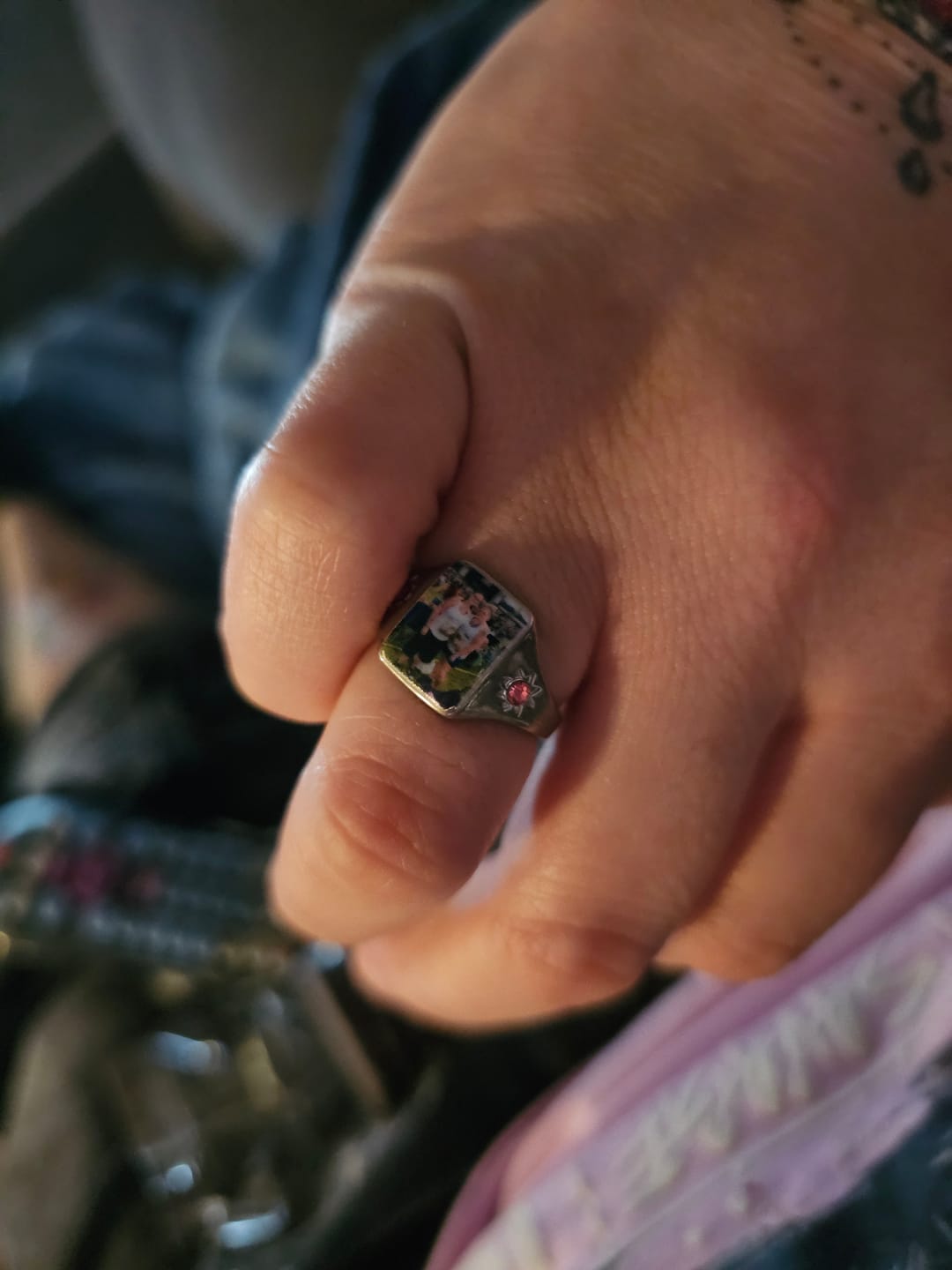 Customer photo review of Personalized Couple Photo Birthstone Custom Ring