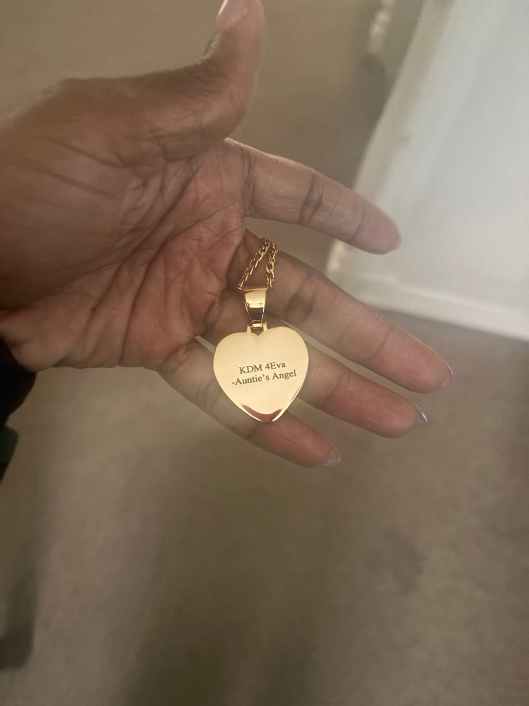 Customer photo review of Iced Heart Photo Pendant w/ Engrave