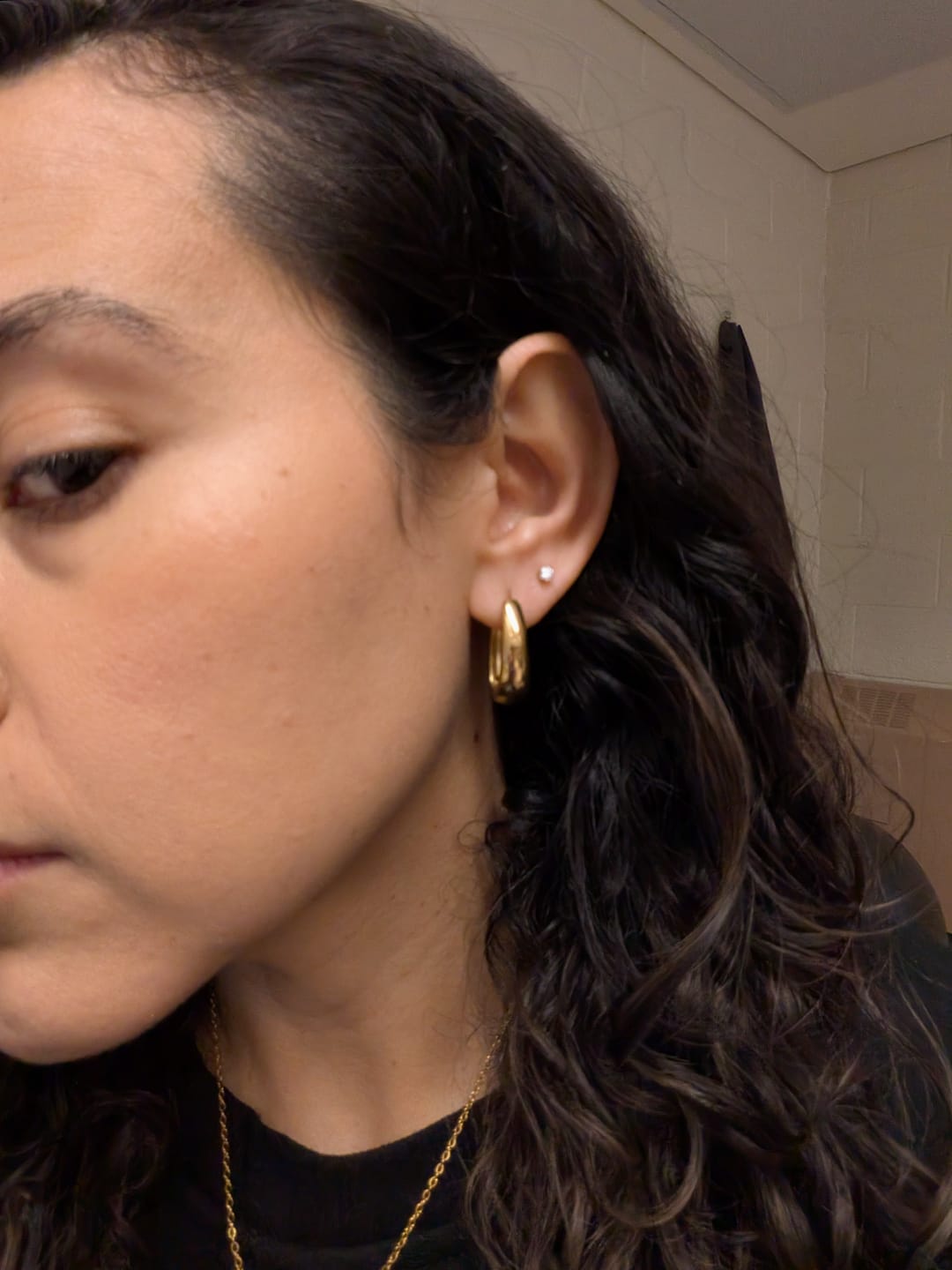 Customer photo review of Valentina Gold Hoop Earrings